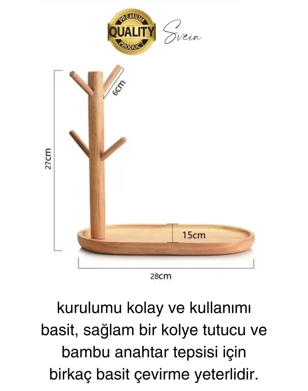 Büyük Geniş Bambu Aksesuar Takı Standı Askılığı Ahşap Anahtar Bardak Kupa Mutfak Raf Organizer