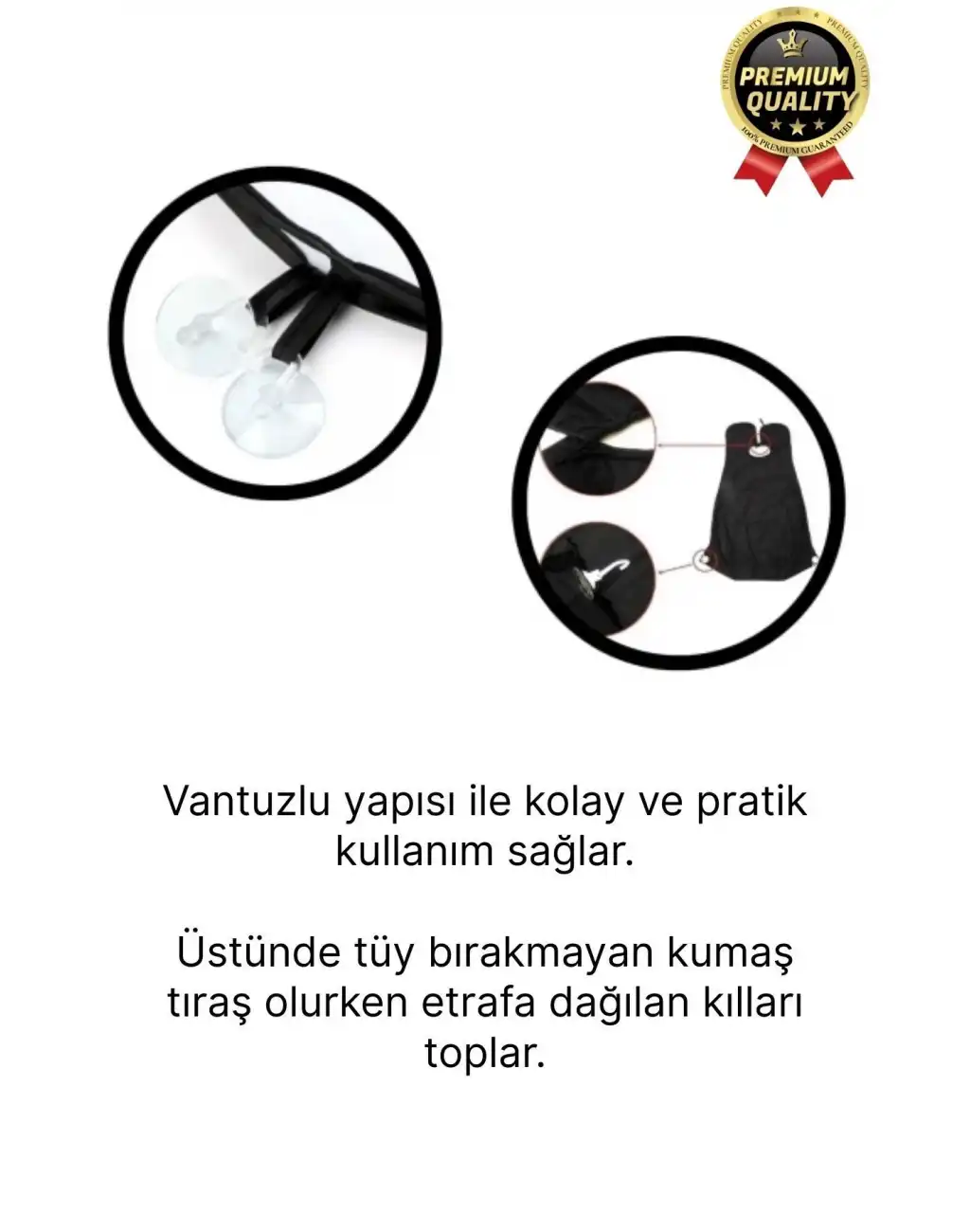 Pratik Hijyenik Vakumlu Aynaya Yapıştırma Aparatlı Siyah Kesme Örtüsü Evde Saç Sakal Tıraş Önlüğü