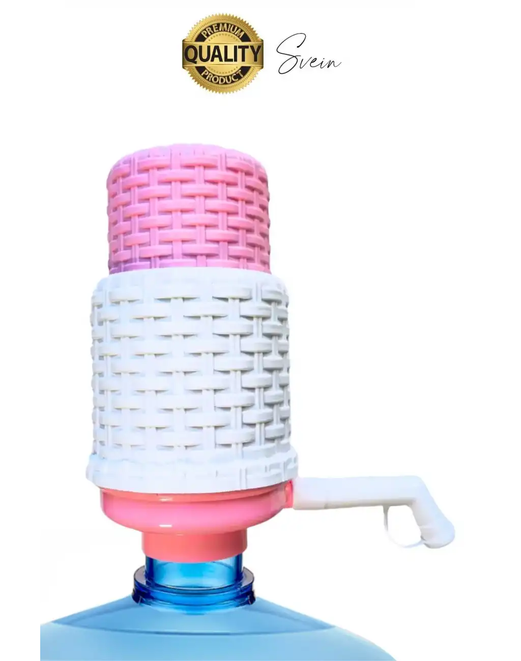 Özel Üretim Hasır Desenli Rattan Damacana Su Pompası Damlamayı Engelleyen Kapak Pembe Şık Uyumlu