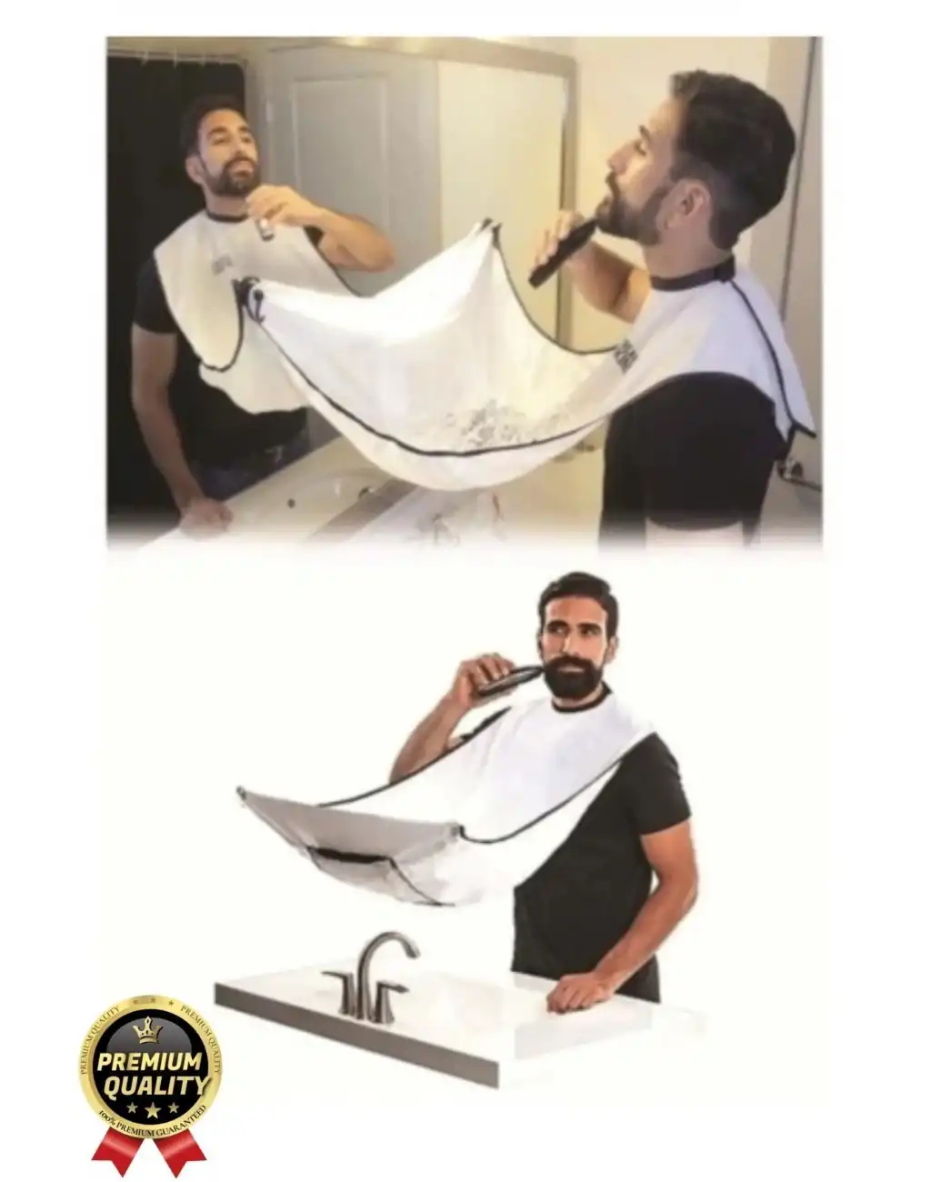 Pratik Hijyenik Vakumlu Aynaya Yapıştırma Aparatlı Beyaz Kesme Örtüsü Evde Saç Sakal Tıraş Önlüğü