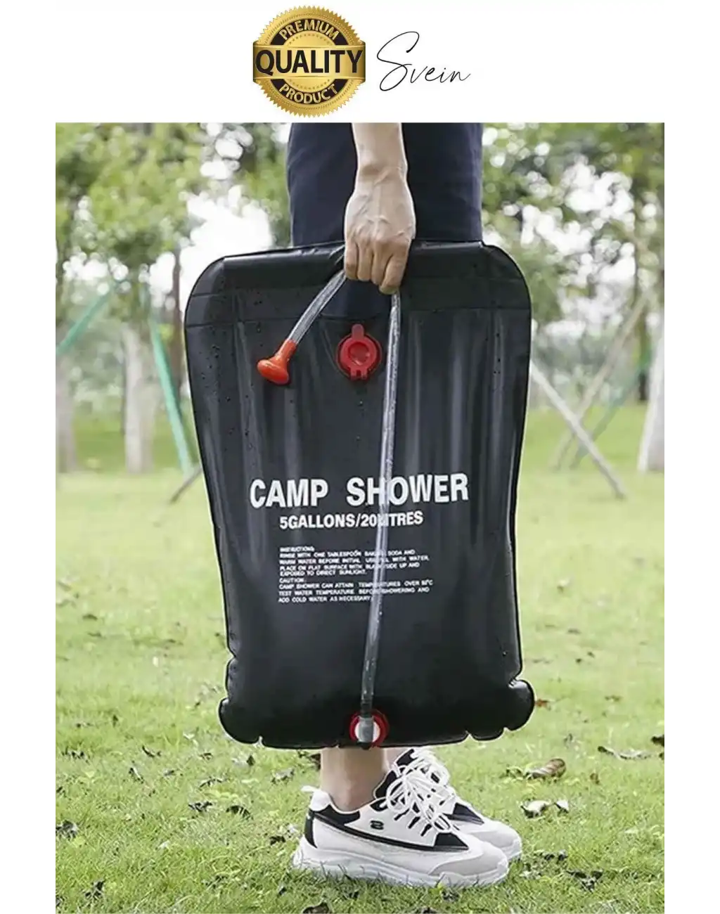 Premium Güneşte Isınabilen Taşınabilir Katlanabilen 20 Lt Kamp Duşu Seti Yıkanma Banyo Hortum Başlık