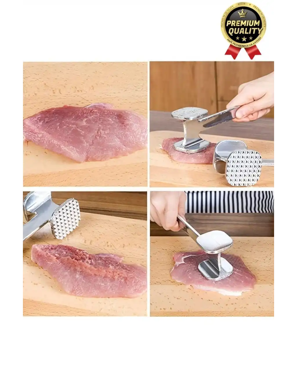 Premium Yüksek Kaliteli Uzun Ömürlü Paslanmaz Çelik Çift Taraflı Biftek Et Dövme Çekici Yumuşatıcı