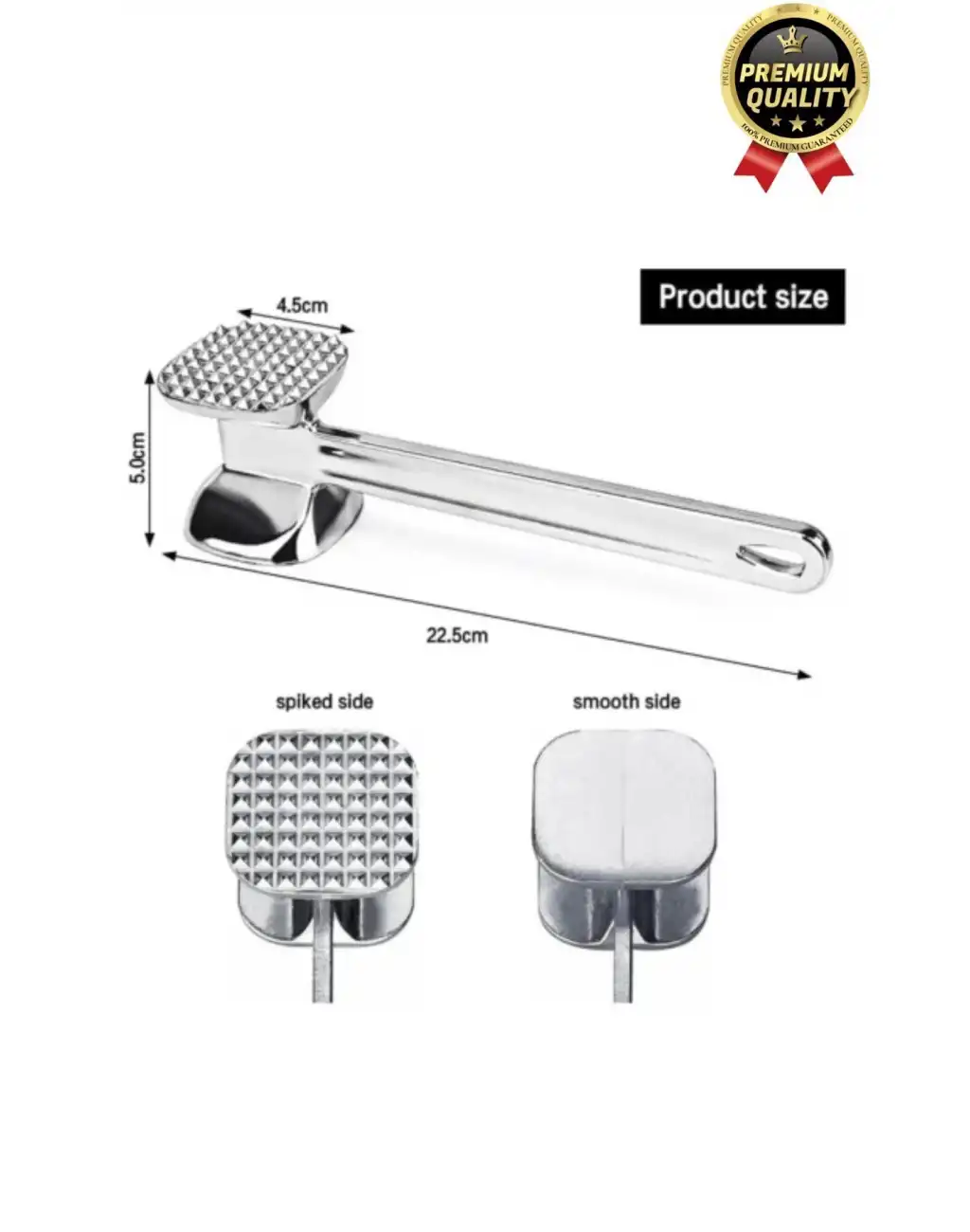 Premium Yüksek Kaliteli Uzun Ömürlü Paslanmaz Çelik Çift Taraflı Biftek Et Dövme Çekici Yumuşatıcı