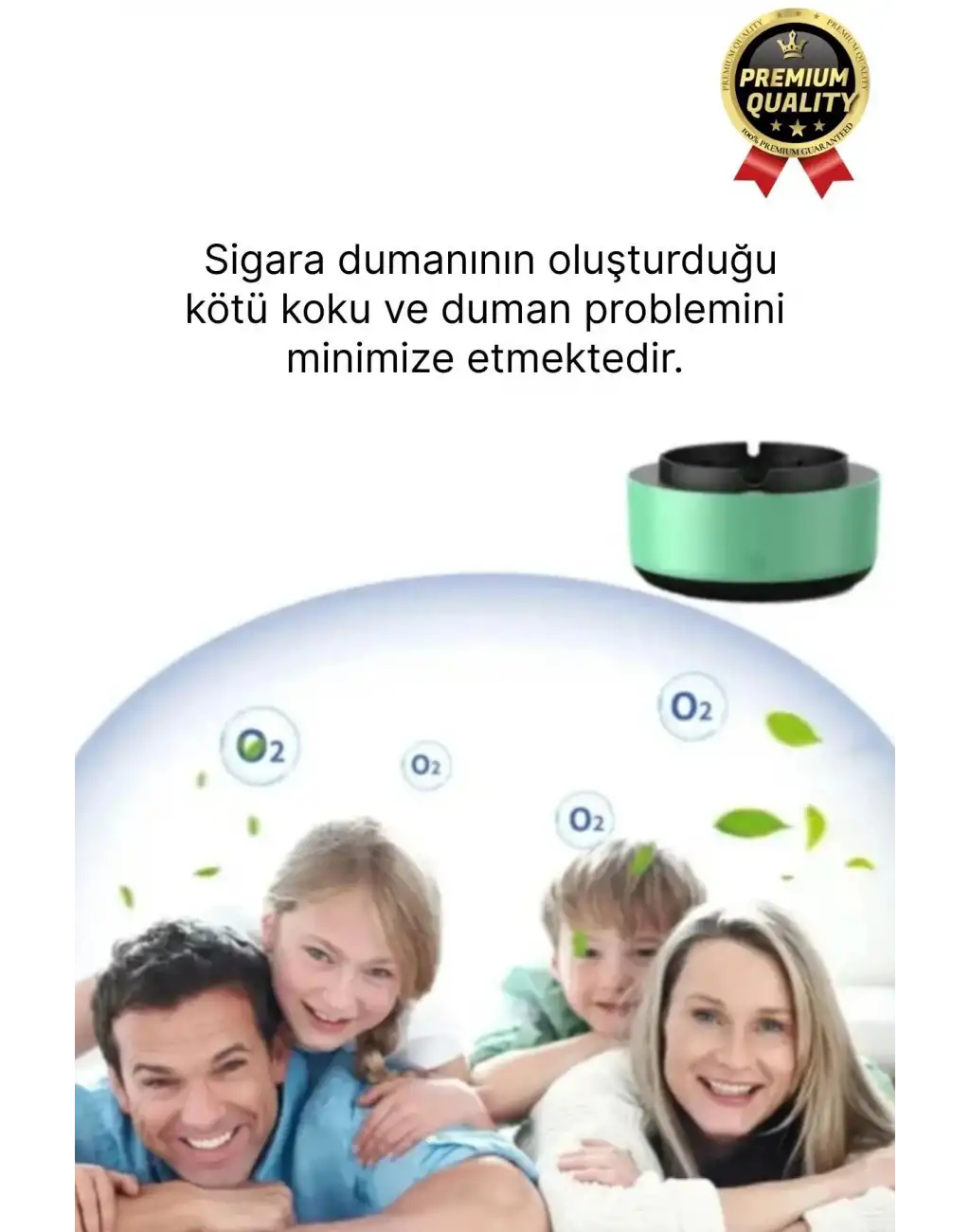 Premium Pratik Dekoratif Pilli Yıkanır Kötü Koku Engelleyen Dumanı İçine Çeken Akıllı Kül Tablası