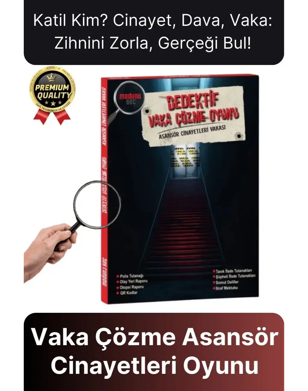 Premium Eğlenceli Asansör Cinayetleri Kanlı Para Katil Kim Çok Gizli Dava Dedektif Vaka Çözme Oyunu