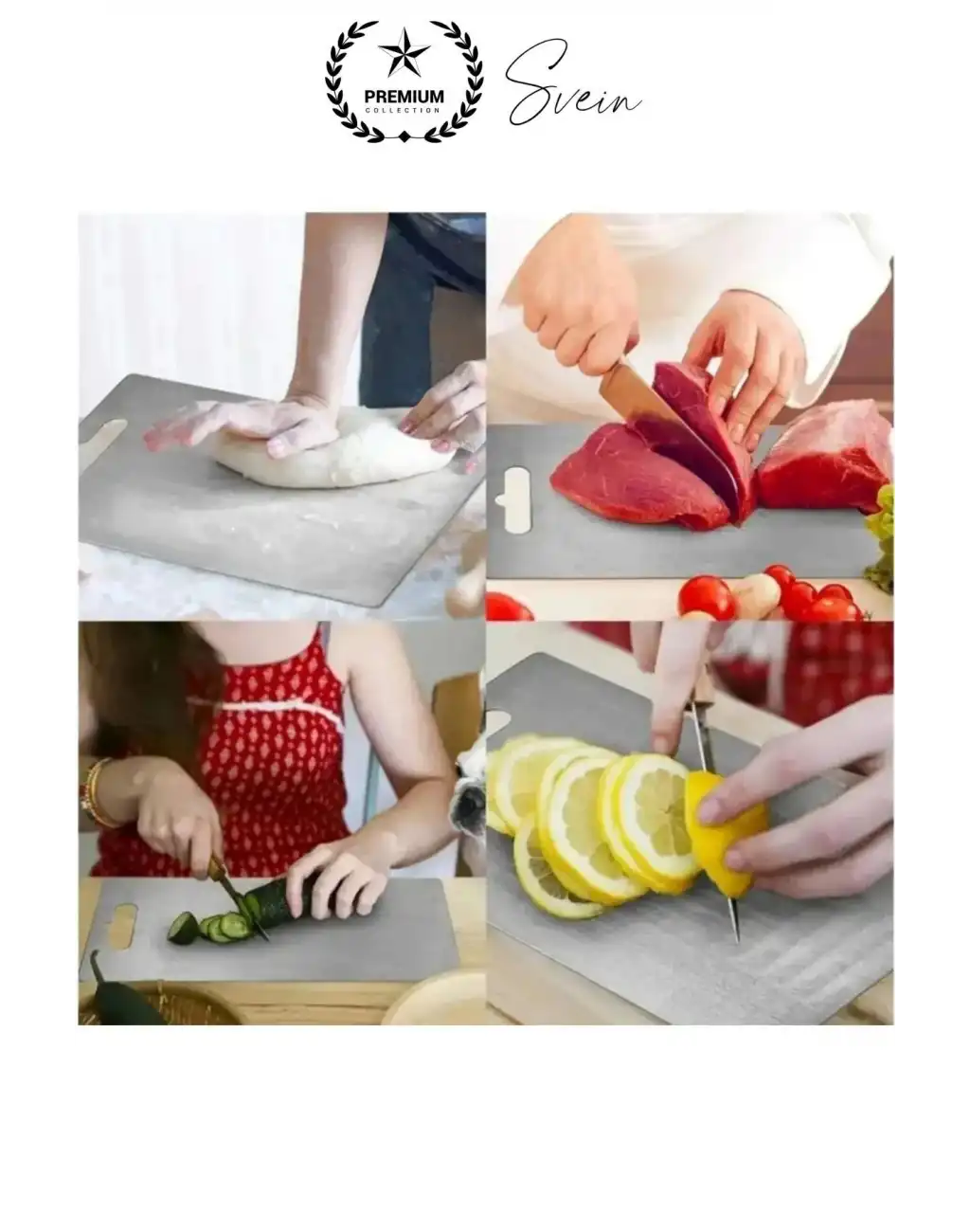 Deluxe Paslanmaz Çelik Et Meyve Kesme Tahtası Hijyenik Mutfak Gereci Antibakteriyel Kaymaz Şık