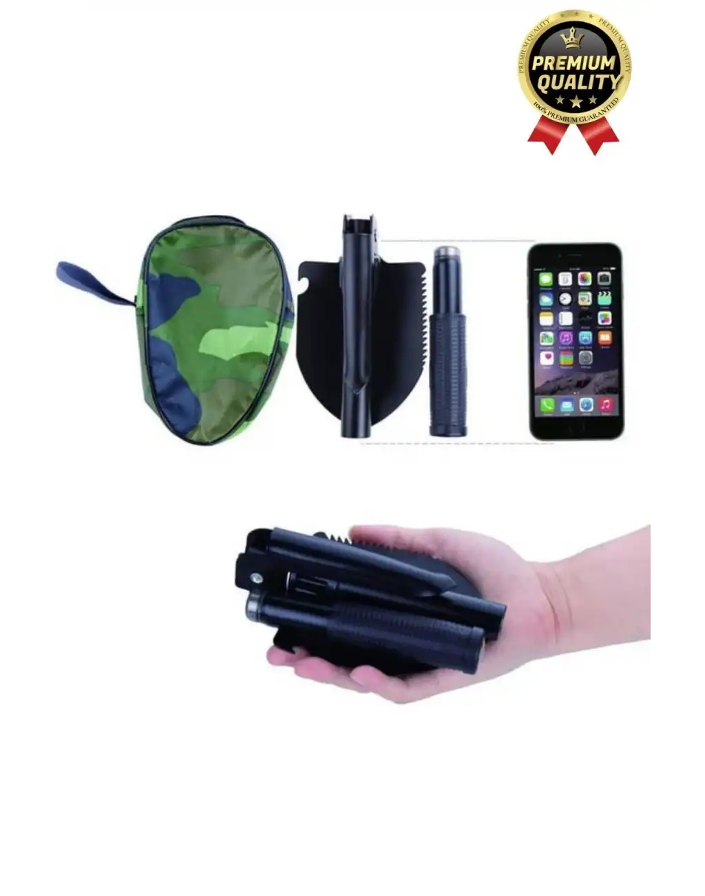 Çok Fonksiyonlu Portatif Katlanır Cepte Taşıma Çantalı Pusulalı Askeri Kamp Deprem Kazma Kürek Seti