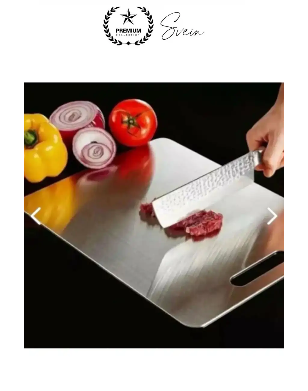 Deluxe Paslanmaz Çelik Et Meyve Kesme Tahtası Hijyenik Mutfak Gereci Antibakteriyel Kaymaz Şık