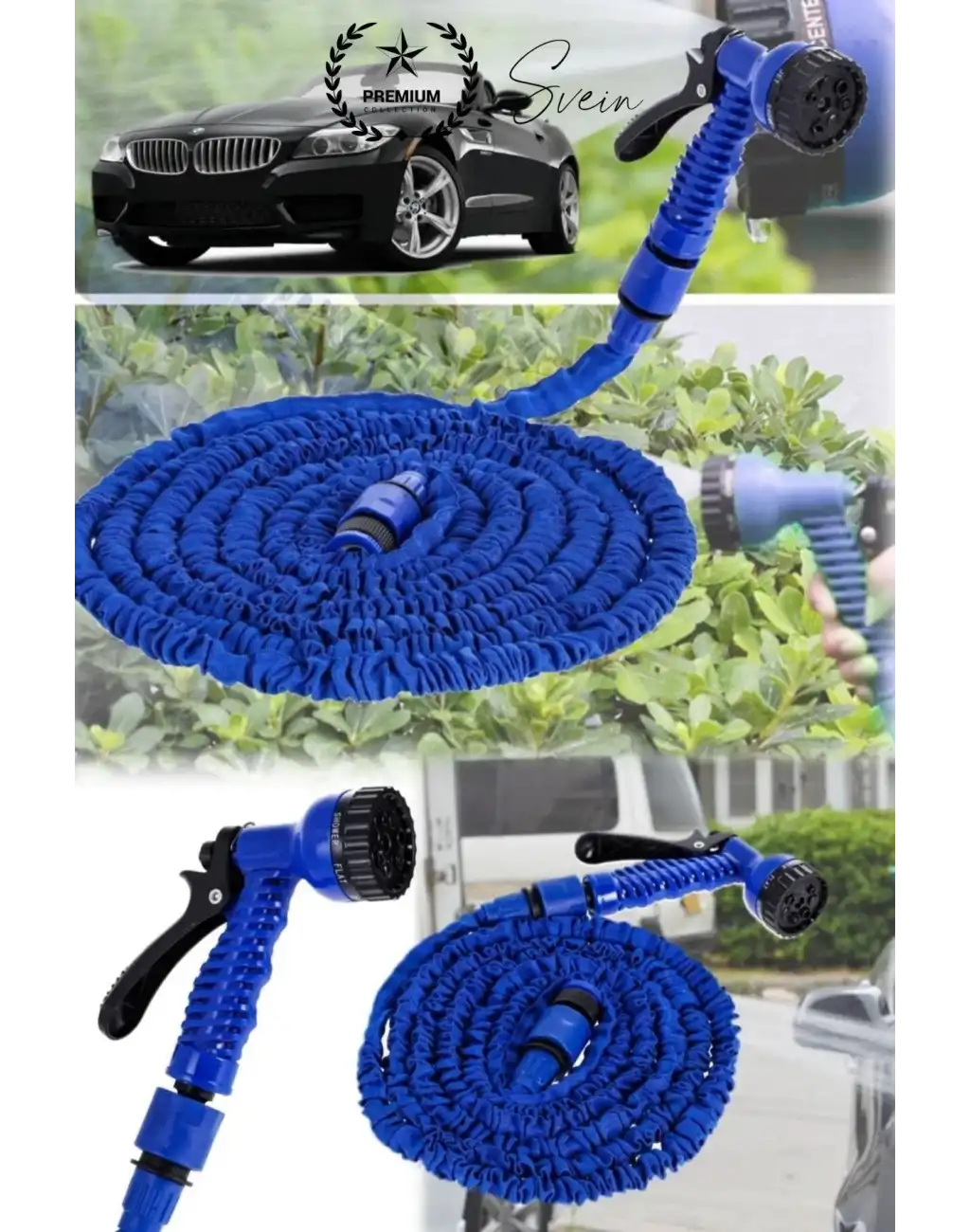 7 Kademeli Tabancalı Uzayabilen Esnek 22.5 Metre Sihirli Bahçe Sulama Başlık Araç Yıkama Hortumu