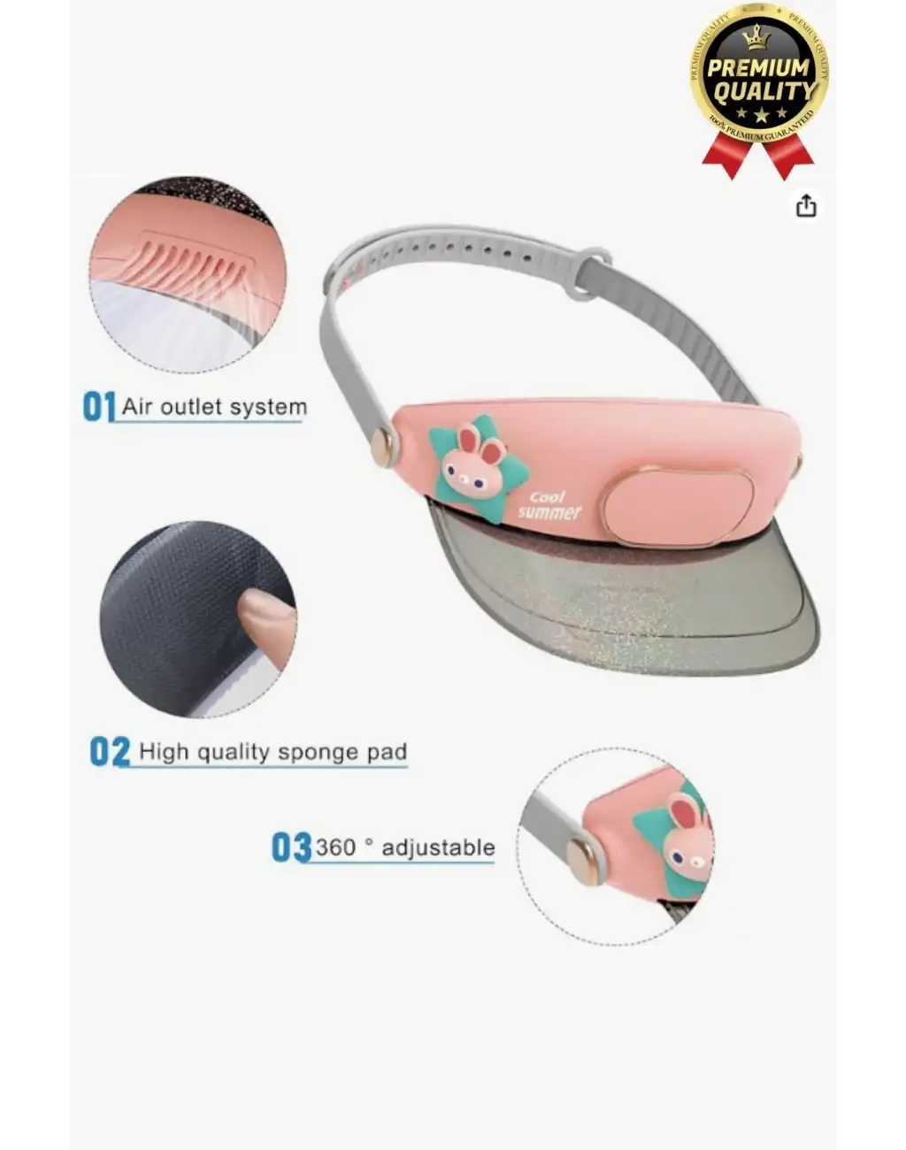 Premium 3 Kademe Ayarlanabilir Usb Şarjlı Sıcak Güneş Yaz Soğutucu Fan Özellikli Şapkalı Vantilatör