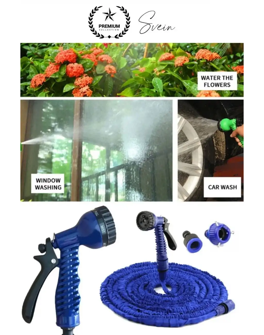 7 Kademeli Tabancalı Uzayabilen Esnek 22.5 Metre Sihirli Bahçe Sulama Başlık Araç Yıkama Hortumu