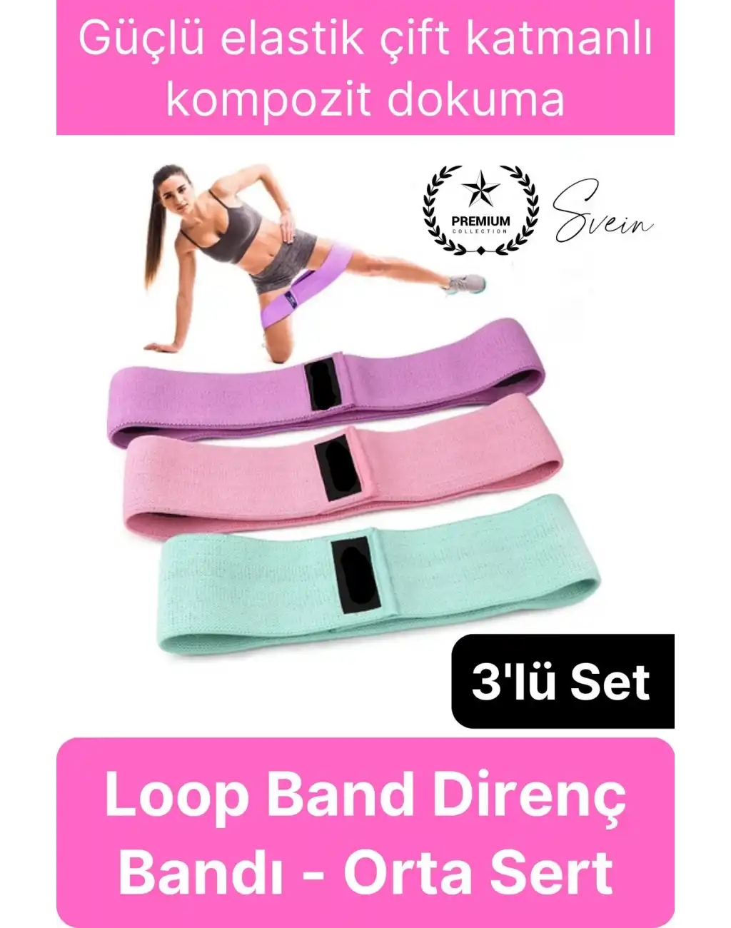 Premium Loop Band Direnç Bandı Orta Sert Spor Egzersiz Aerobik Pilates Squat Lastiği Fitness Yoga