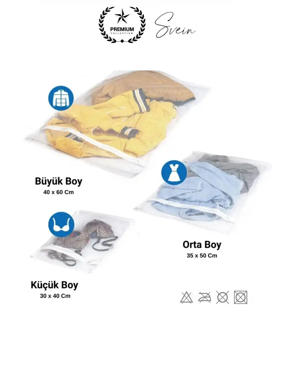 3 Adet Farklı Boy Çamaşır Yıkama Filesi Torba Seti Renkli Fermuarlı Kirli Temiz Sütyen İç Çamaşırı