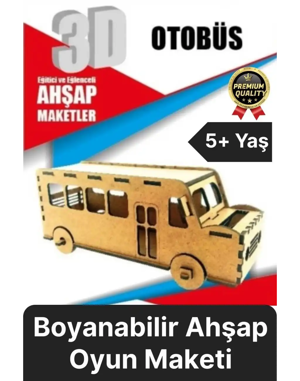 Premium Çocuk Eğitici Öğretici Zeka Geliştirici Boyanabilir 3 Boyutlu Demonte Ahşap Oyun Maketi