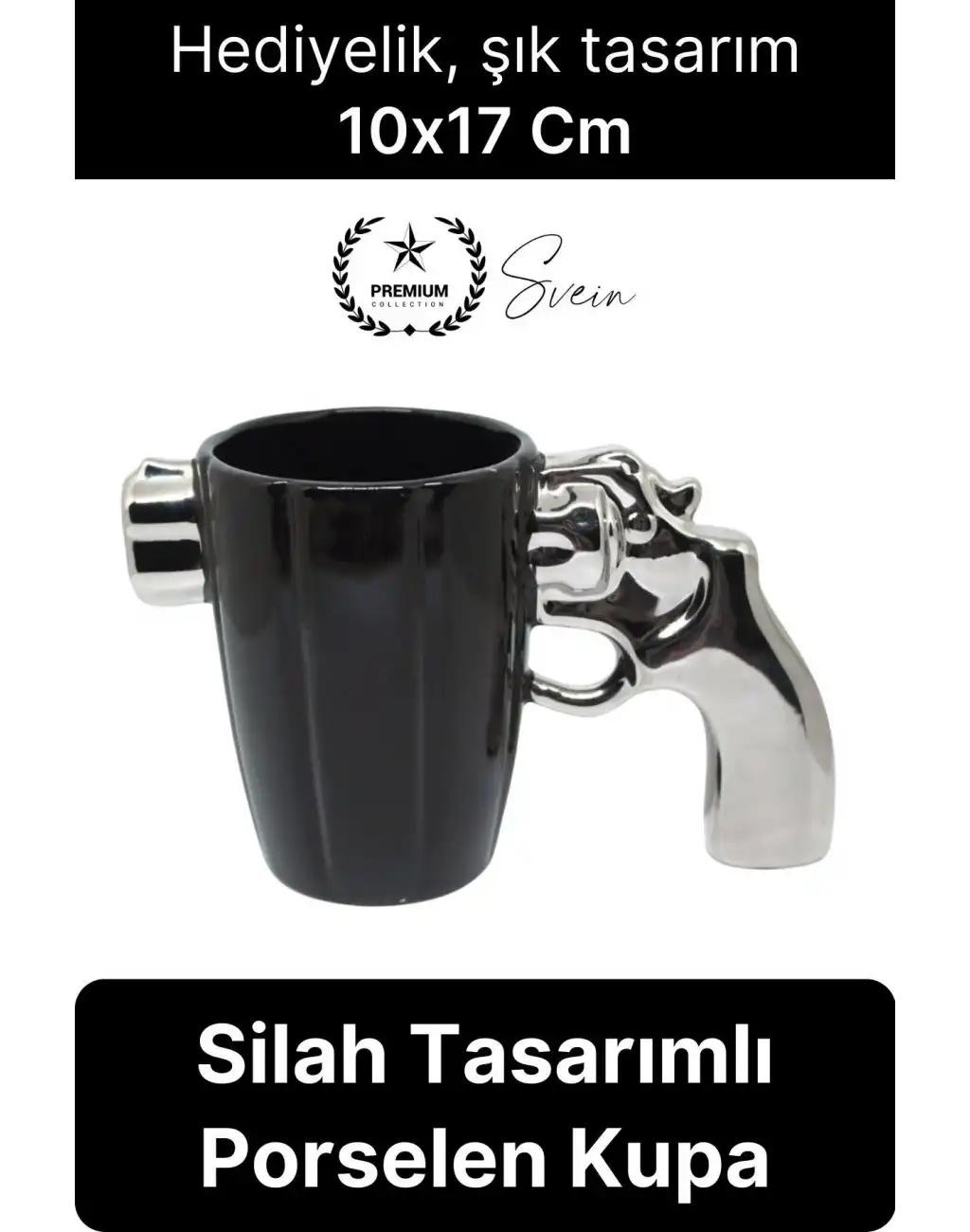 Uzun Ömürlü Porselen Silahlı Kupa Bardak Dekoratif Hediyelik İçecek Su Kahve Obje Göz Alıcı