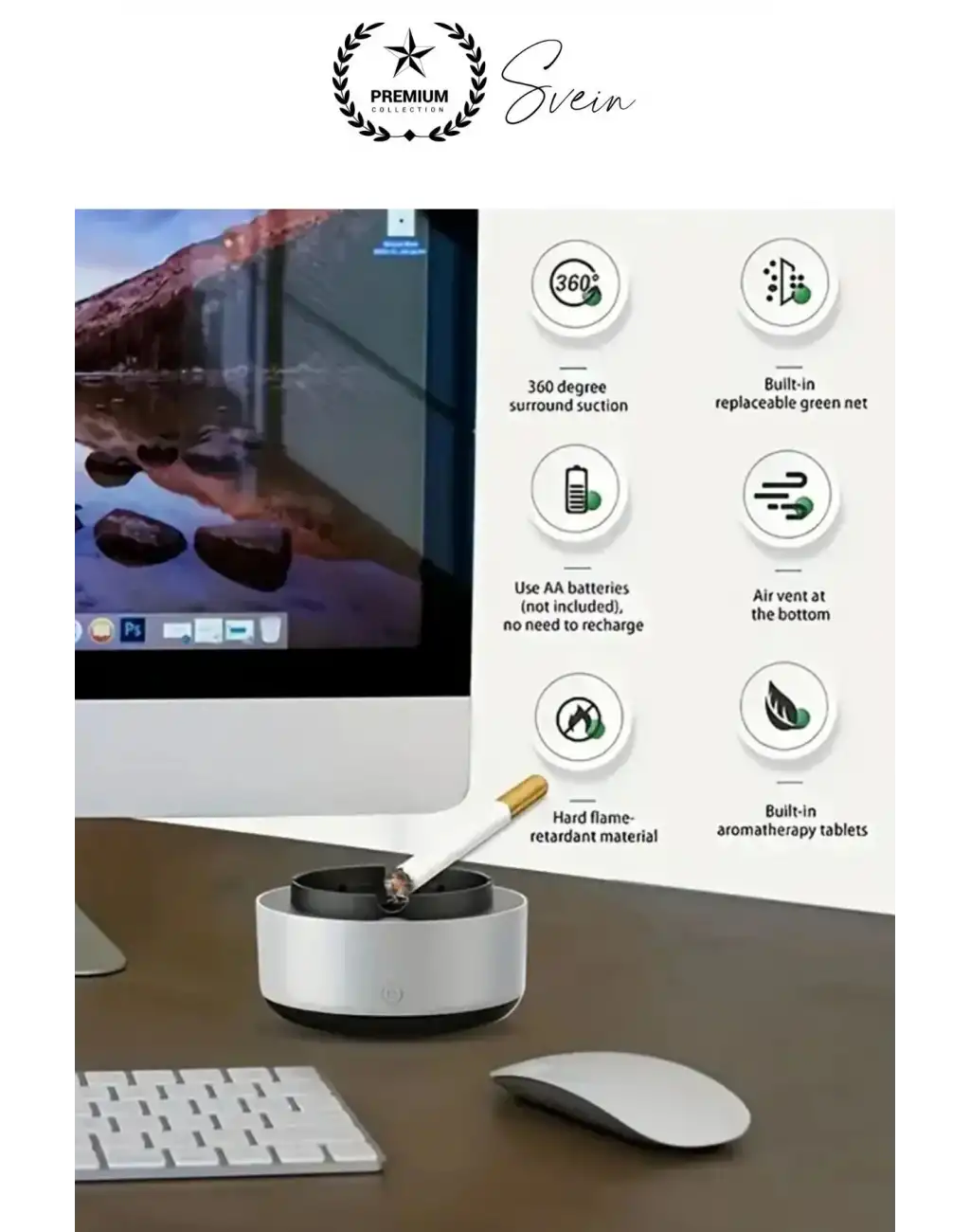 Dumanı İçine Çeken Kül Tablası Akıllı Koku Hava Temizleyici Kokusuz Küllük Filtreli Arabada Ev Ofis