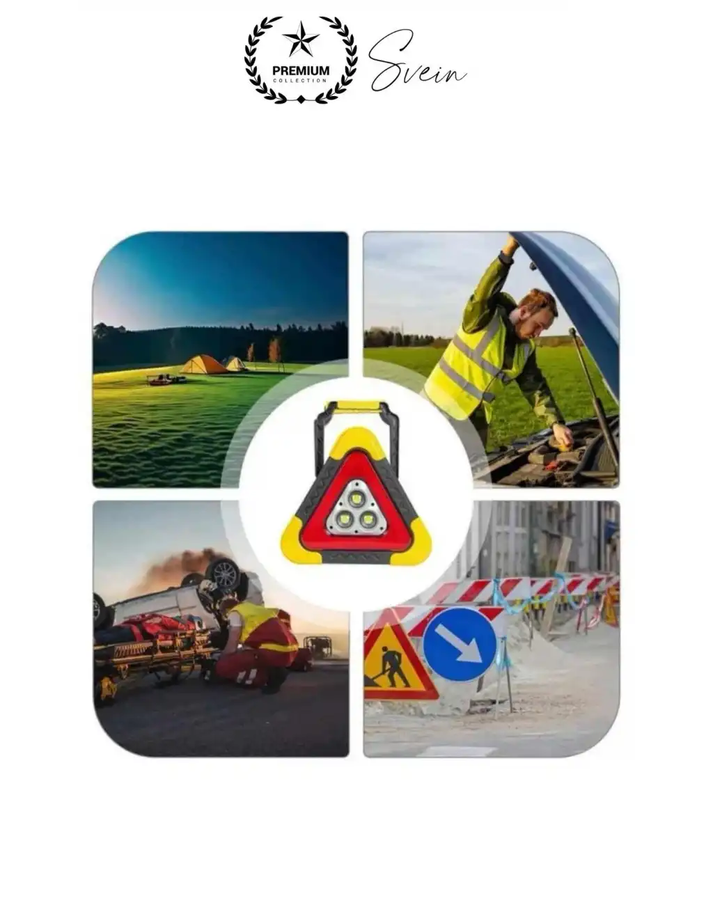 Led Işıklı Üçgen Reflektör Projektör Acil Durum Feneri Flaşör Trafik Şarjlı Solar İkaz Lambası