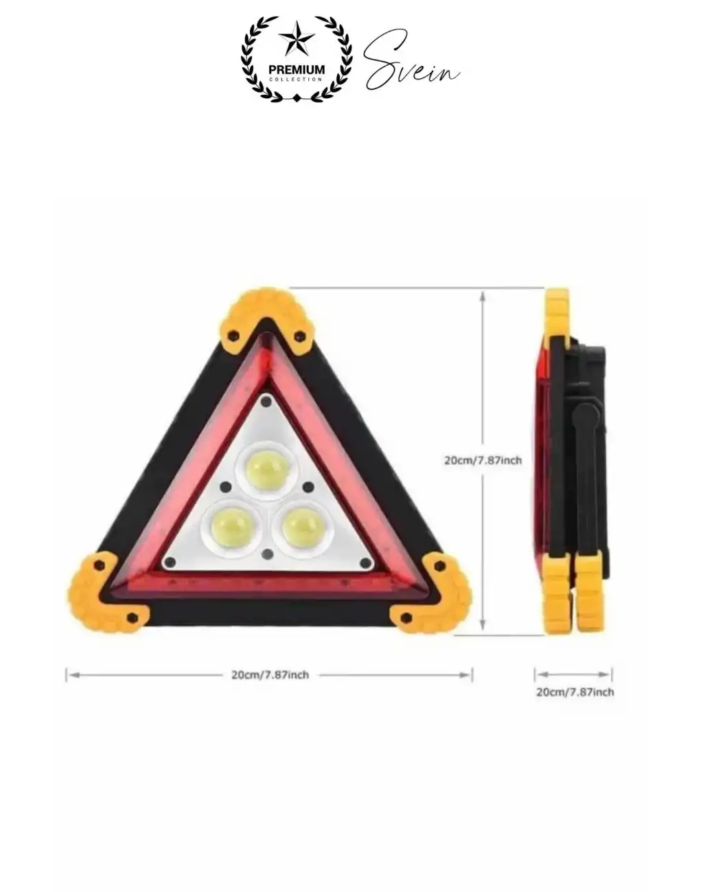 Led Işıklı Üçgen Reflektör Projektör Acil Durum Feneri Flaşör Trafik Şarjlı Solar İkaz Lambası