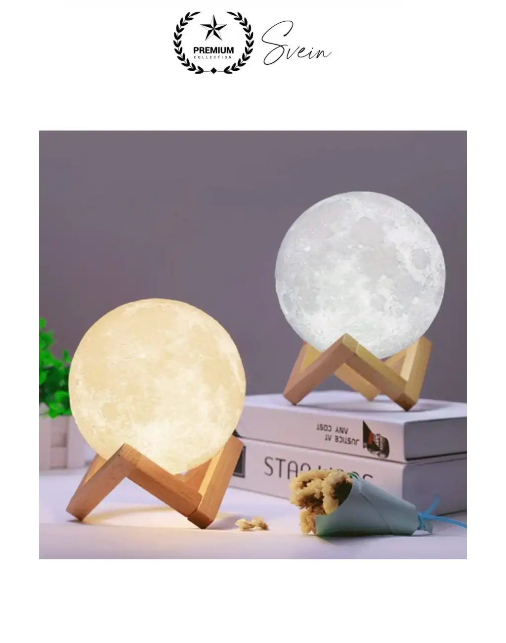 Dolunay 3D Ay Işıklı Standlı Pilli Dekoratif Gece Lambası Hediyelik Küre Led 15 Cm Loş Dekor