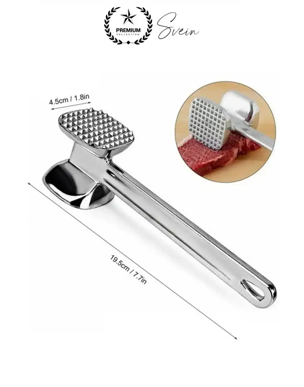 Paslanmaz Çelik Et Dövme Çekici Tokmağı Çift Taraflı Ezme Yumuşatma Aparatı Biftek Tavuk Sığır