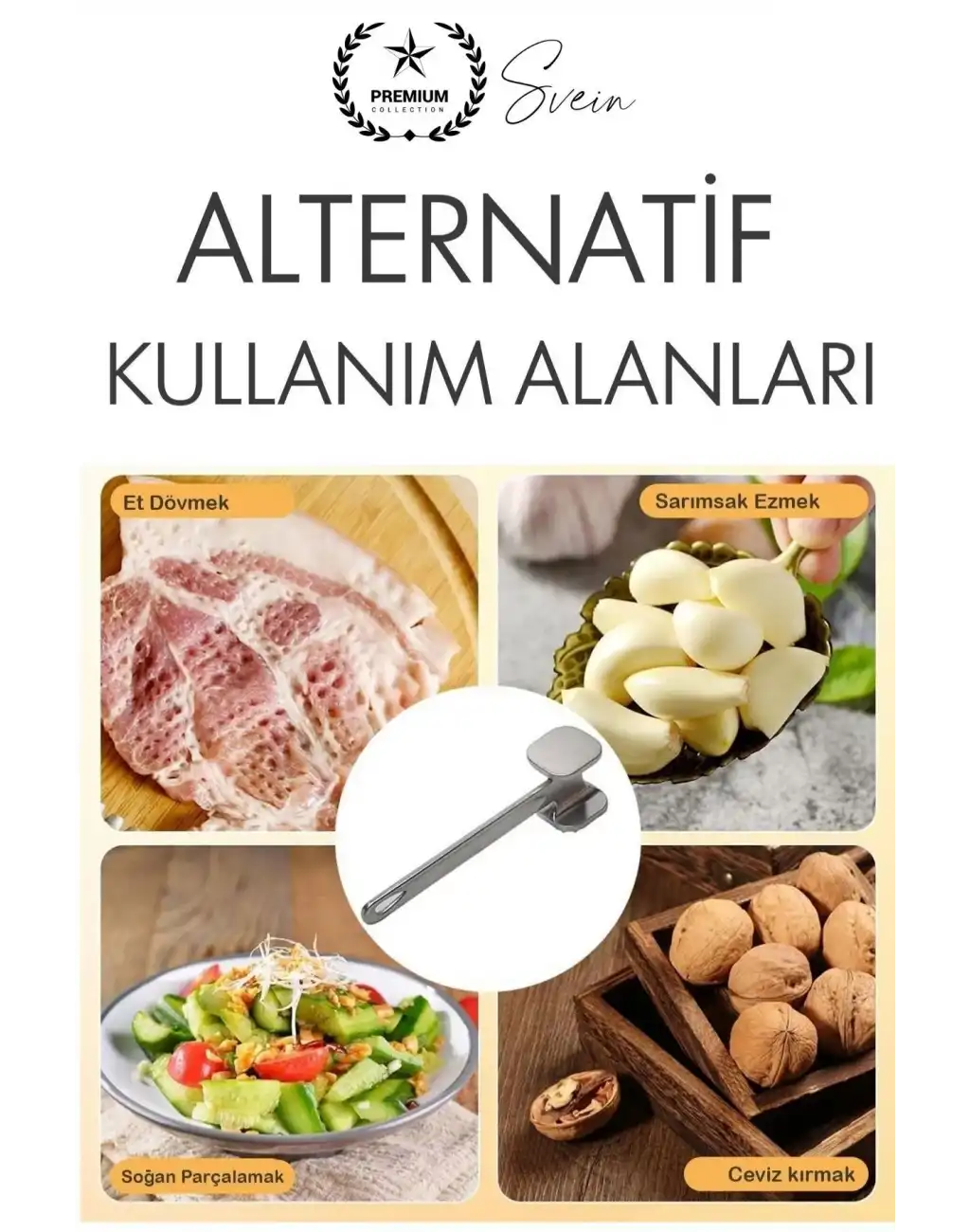 Paslanmaz Çelik Et Dövme Çekici Tokmağı Çift Taraflı Ezme Yumuşatma Aparatı Biftek Tavuk Sığır