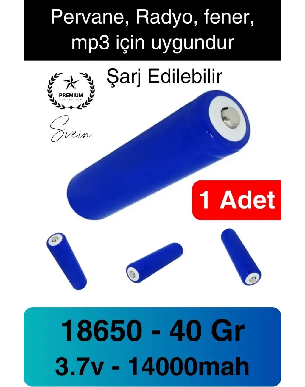 Şarj Edilebilir 40 Gr 18650 Pil El Pervanesi Vantilatör Pili 14000 Mah Radyo Fener MP3 Uzun Süre