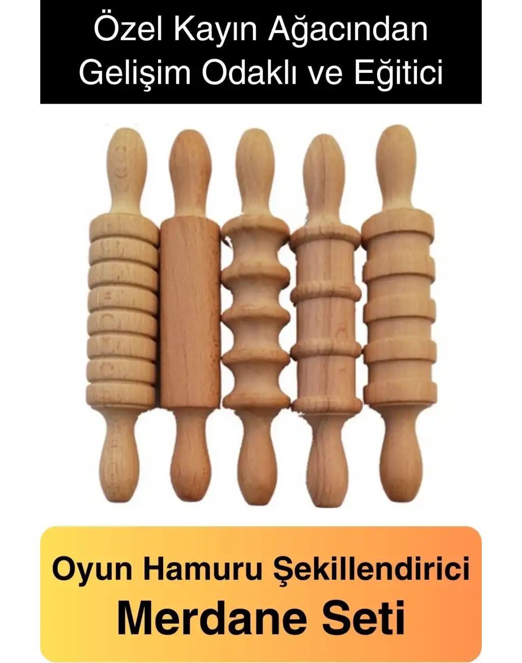 Oyun Hamur Açma Ahşap Merdane Seti Şekillendirme Geleneksel Oklava Rulo Çocuk Eğlence El Beceri