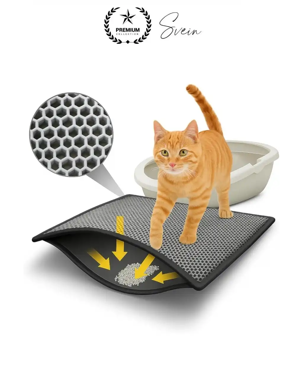 Elekli Kedi Paspası Tuvalet Önü Kumu Evcil Hayvan Sert Plastik Toz Kir Tutucu Yıkanabilir 40x60 cm