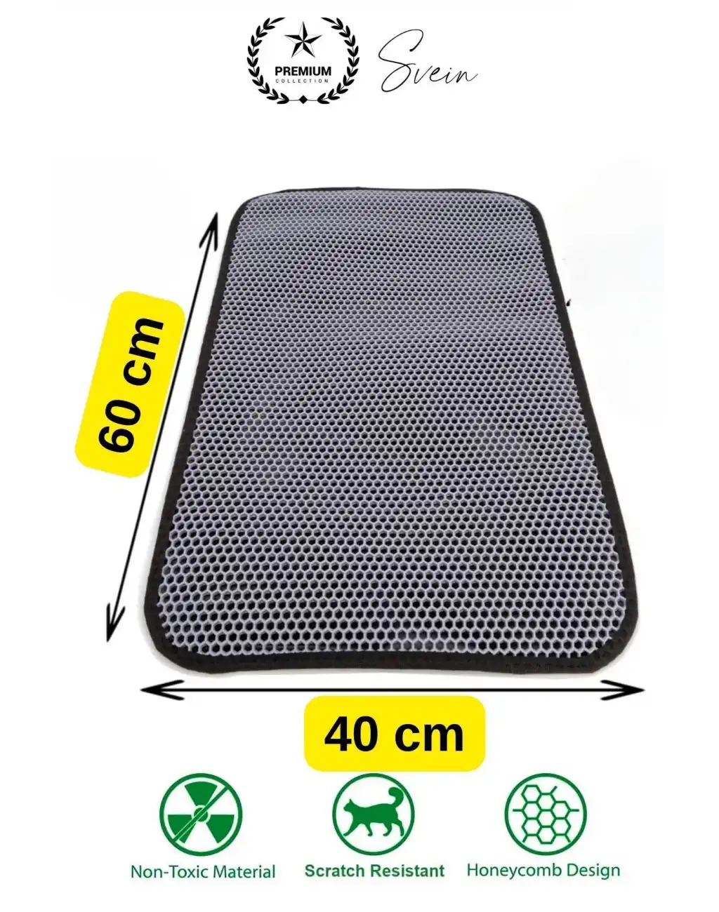 Elekli Kedi Paspası Tuvalet Önü Kumu Evcil Hayvan Sert Plastik Toz Kir Tutucu Yıkanabilir 40x60 cm