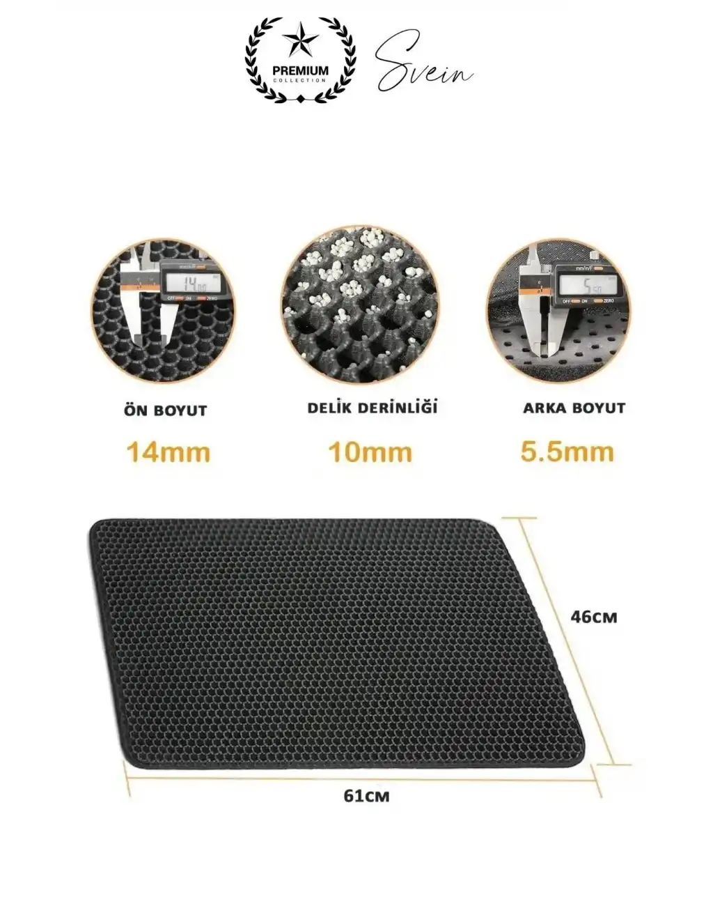 Elekli Kedi Paspası Tuvalet Önü Kumu Evcil Hayvan Sert Plastik Toz Kir Tutucu Yıkanabilir 40x60 cm