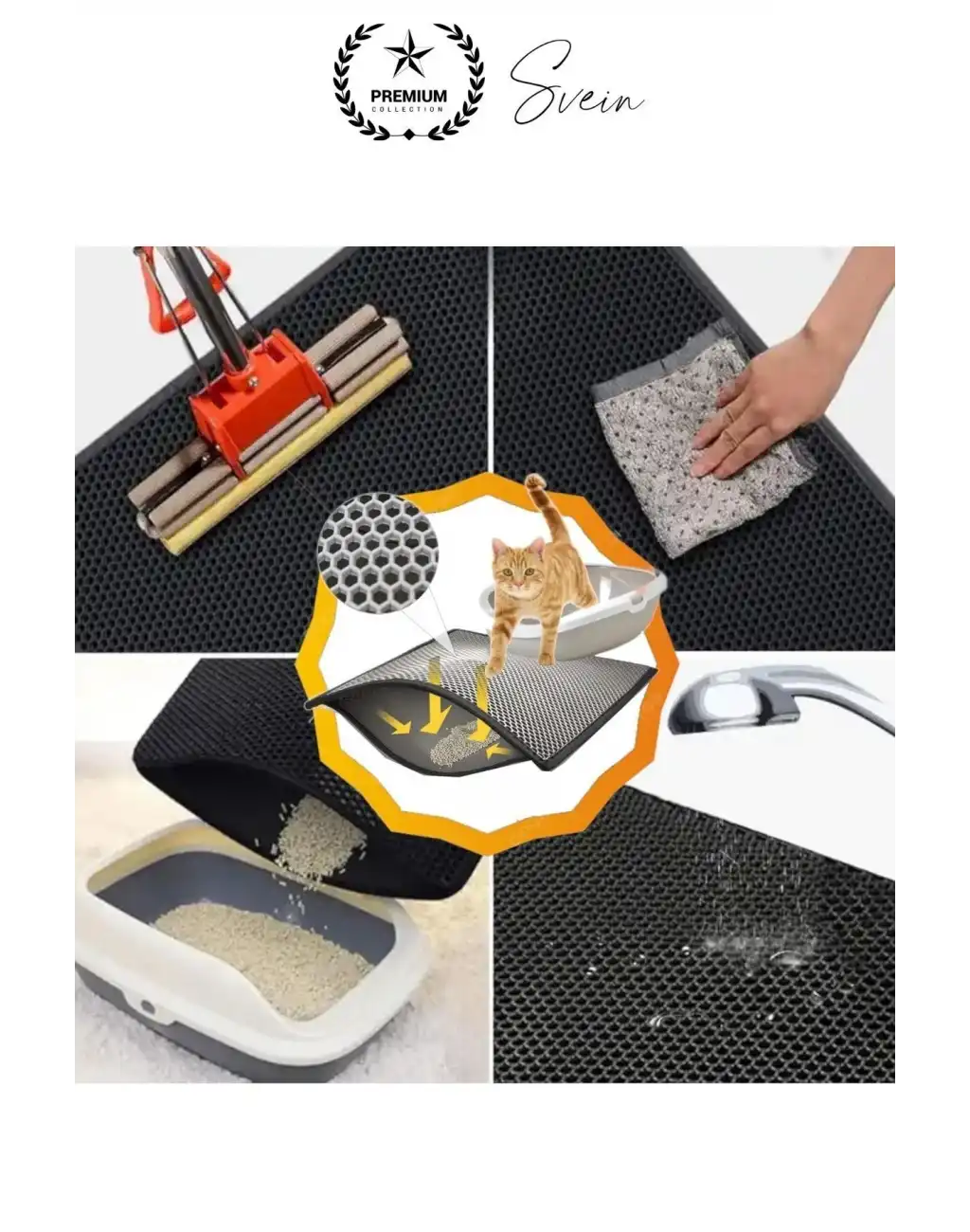 Elekli Kedi Paspası Tuvalet Önü Kumu Evcil Hayvan Sert Plastik Toz Kir Tutucu Yıkanabilir 40x60 cm