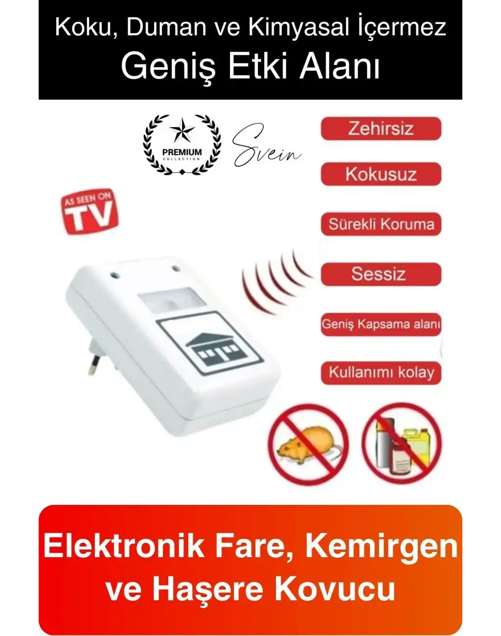 Elektronik Fare ve Haşere Kovucu Uzaklaştırıcı Böcek Ultrasonik Sinek Örümcek Karınca Savar