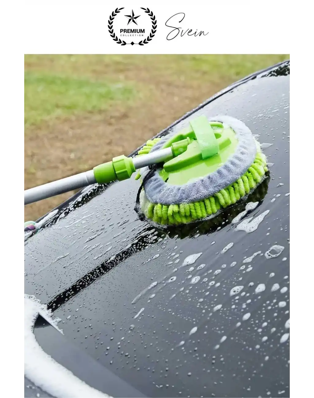 Premium Mikrofiber Araba Yıkama Fırçası Mop Paspas Temizleme Uzun Saplı Detaylı Çiziksiz Uzayabilen
