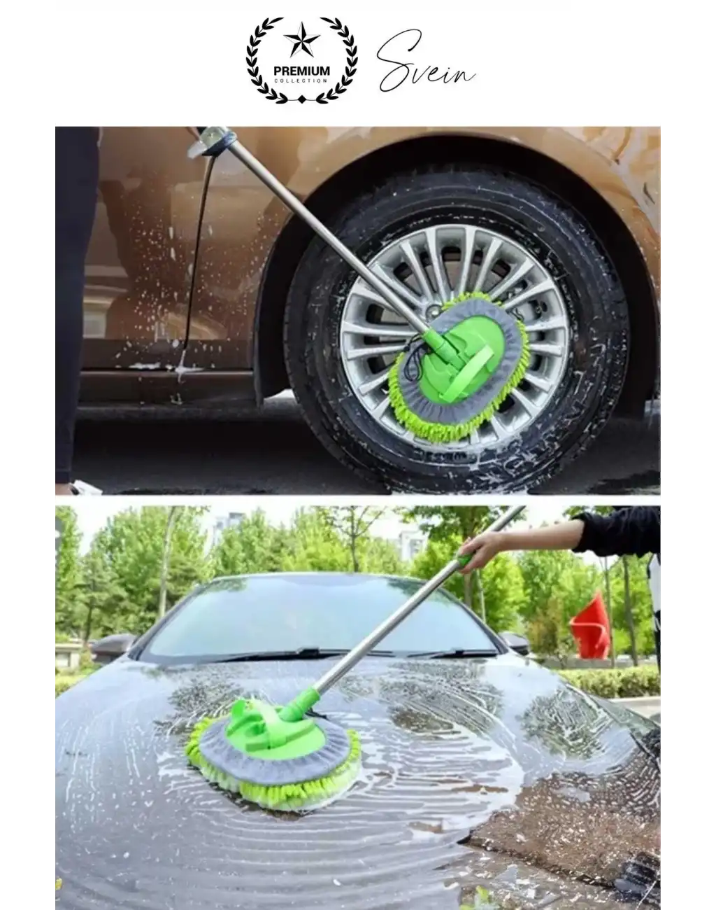 Premium Mikrofiber Araba Yıkama Fırçası Mop Paspas Temizleme Uzun Saplı Detaylı Çiziksiz Uzayabilen