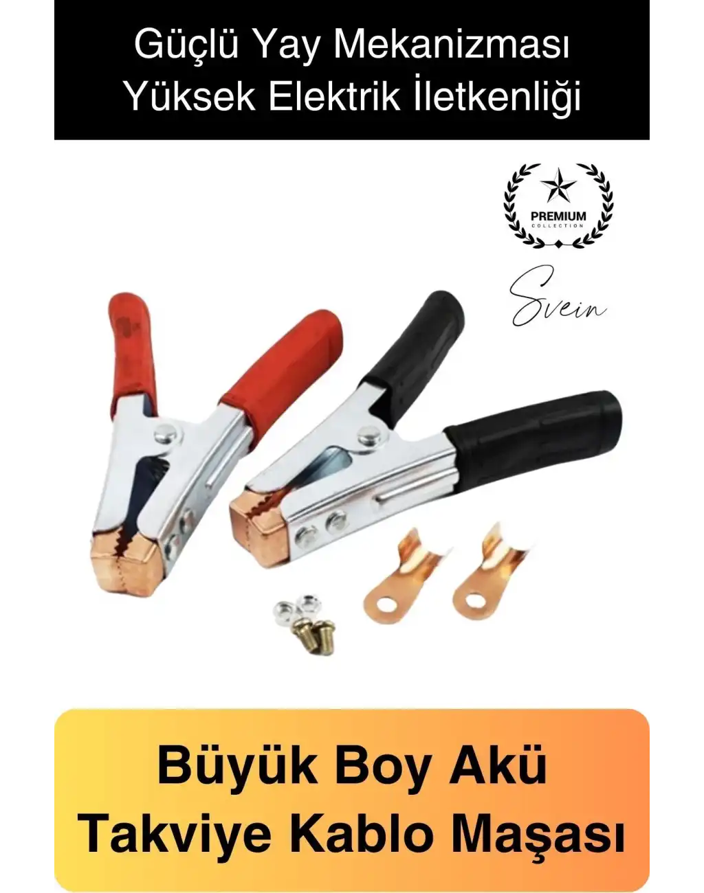 Bakır Uçlu Büyük Boy Artı Eksi Akü Pensesi 1. Kalite Kaynak Takviye Akü Bağlantı Kırmızı siyah