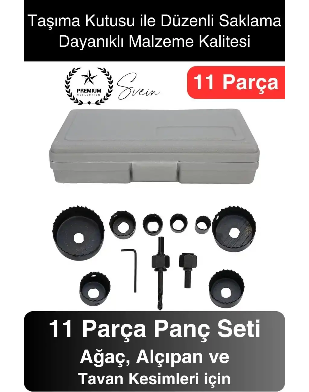 11 Parça Panç Seti Ağaç Kesme Testere Matkap Ucu Takımı Alçıpan Tavan Kartonpiyer Alyan Anahtar