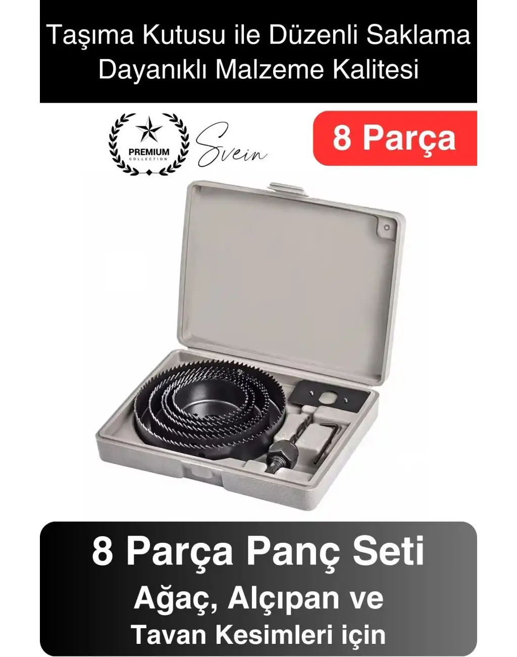 8 Parça Panç Seti Ağaç Kesme Testere Matkap Ucu Takımı Alçıpan Tavan Kartonpiyer Alyan Anahtar