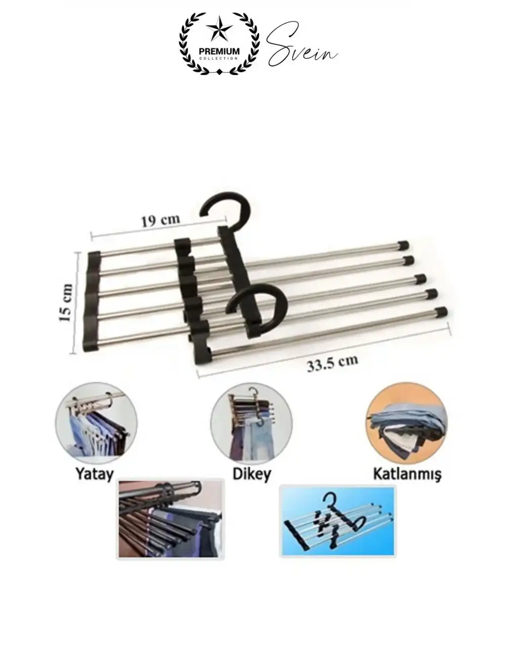 Pantolon Askısı 5 in 1 Hareketli Dolap İçi Şal Kravat Düzenleyici Katmanlı Organizer Askılığı