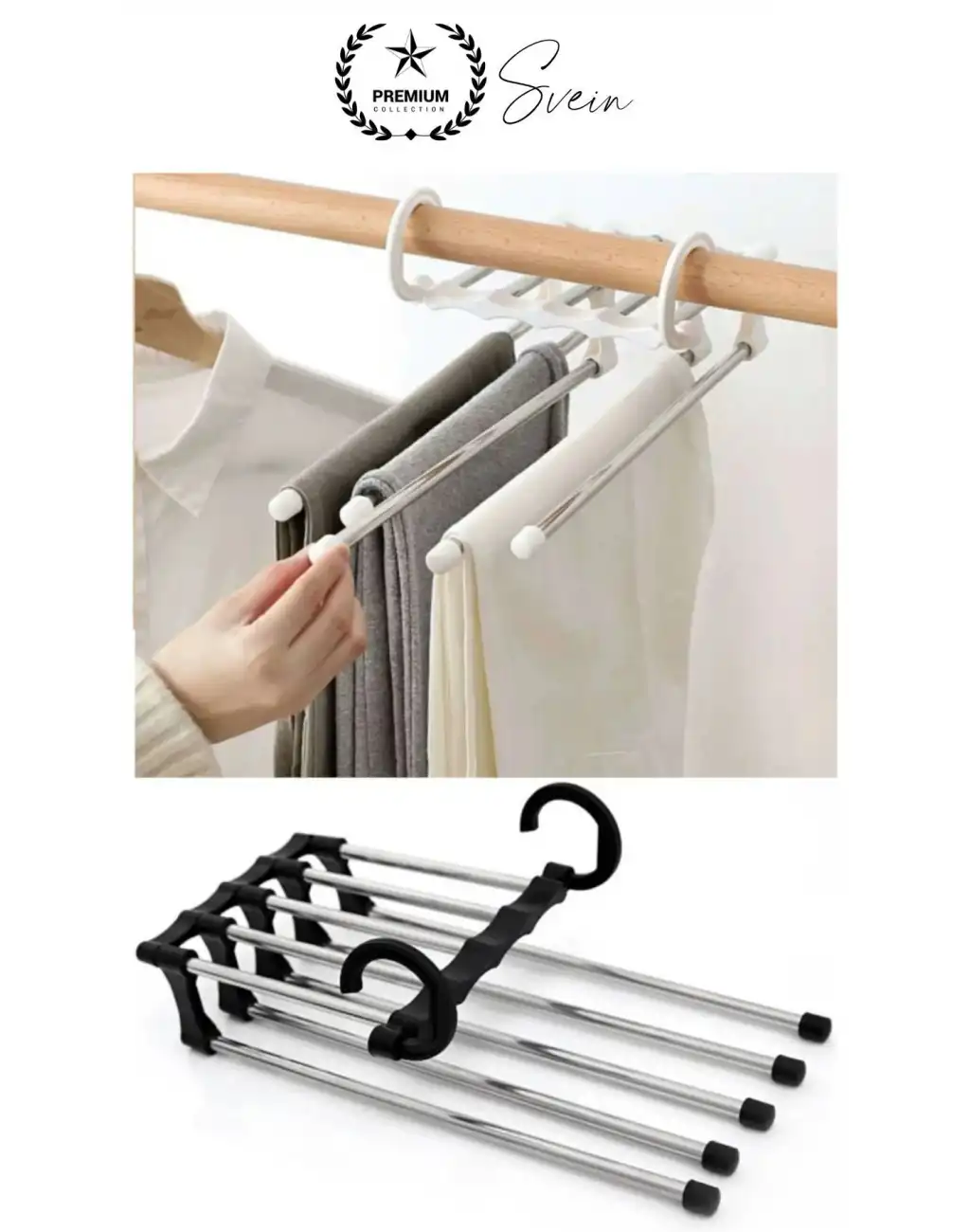 Pantolon Askısı 5 in 1 Hareketli Dolap İçi Şal Kravat Düzenleyici Katmanlı Organizer Askılığı