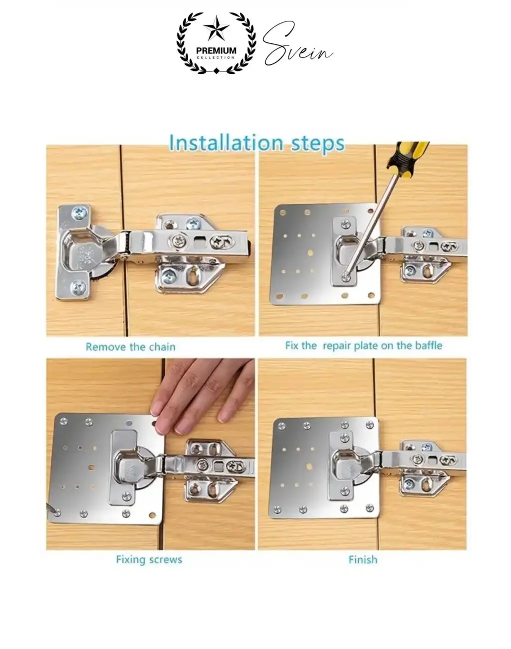 Paslanmaz Çelik Menteşe Onarım Plakası Hasarlı Mutfak Dolabı Kapı Tamir Sacı Yaprak Çanak Onarım