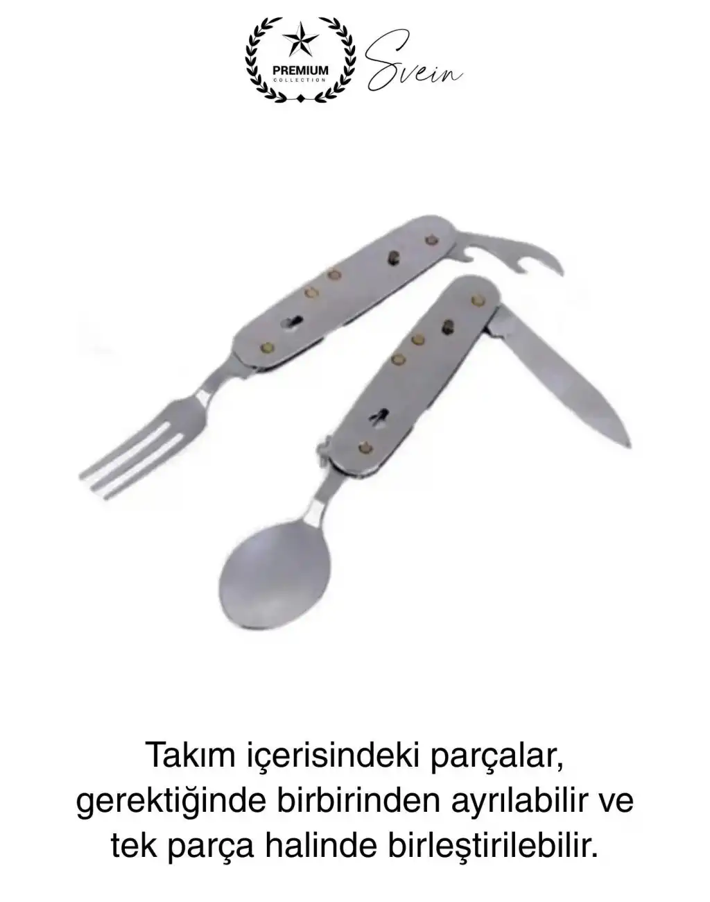 4ü 1 Arada Paslanmaz Çelik Kamp Çatal Bıçak Takımı Seyahat ve Hayatta Kalma Ekipmanı Kumanya Kiti