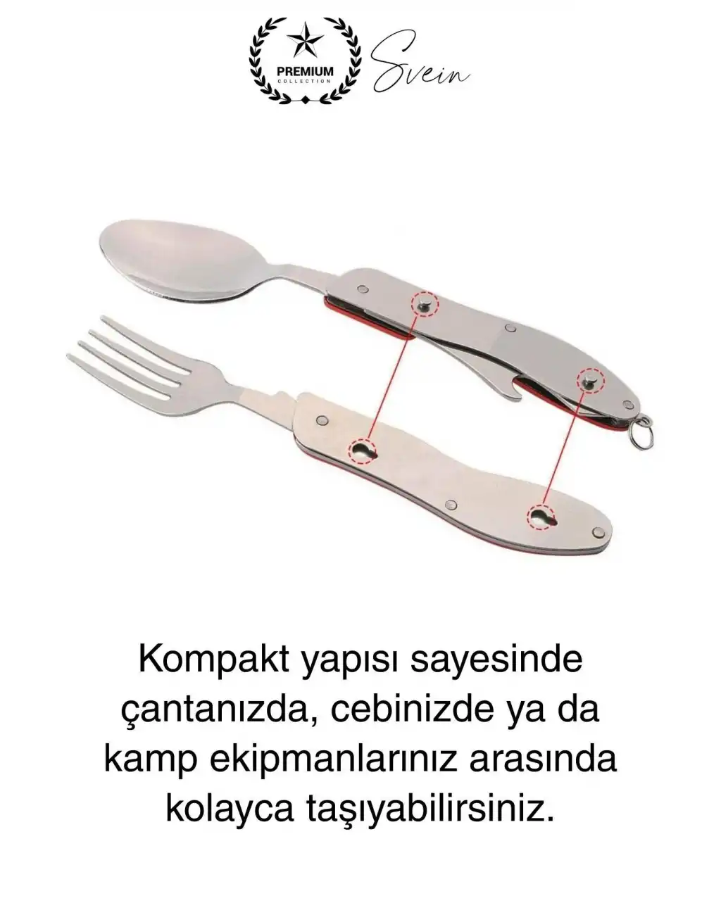 4ü 1 Arada Paslanmaz Çelik Kamp Çatal Bıçak Takımı Seyahat ve Hayatta Kalma Ekipmanı Kumanya Kiti