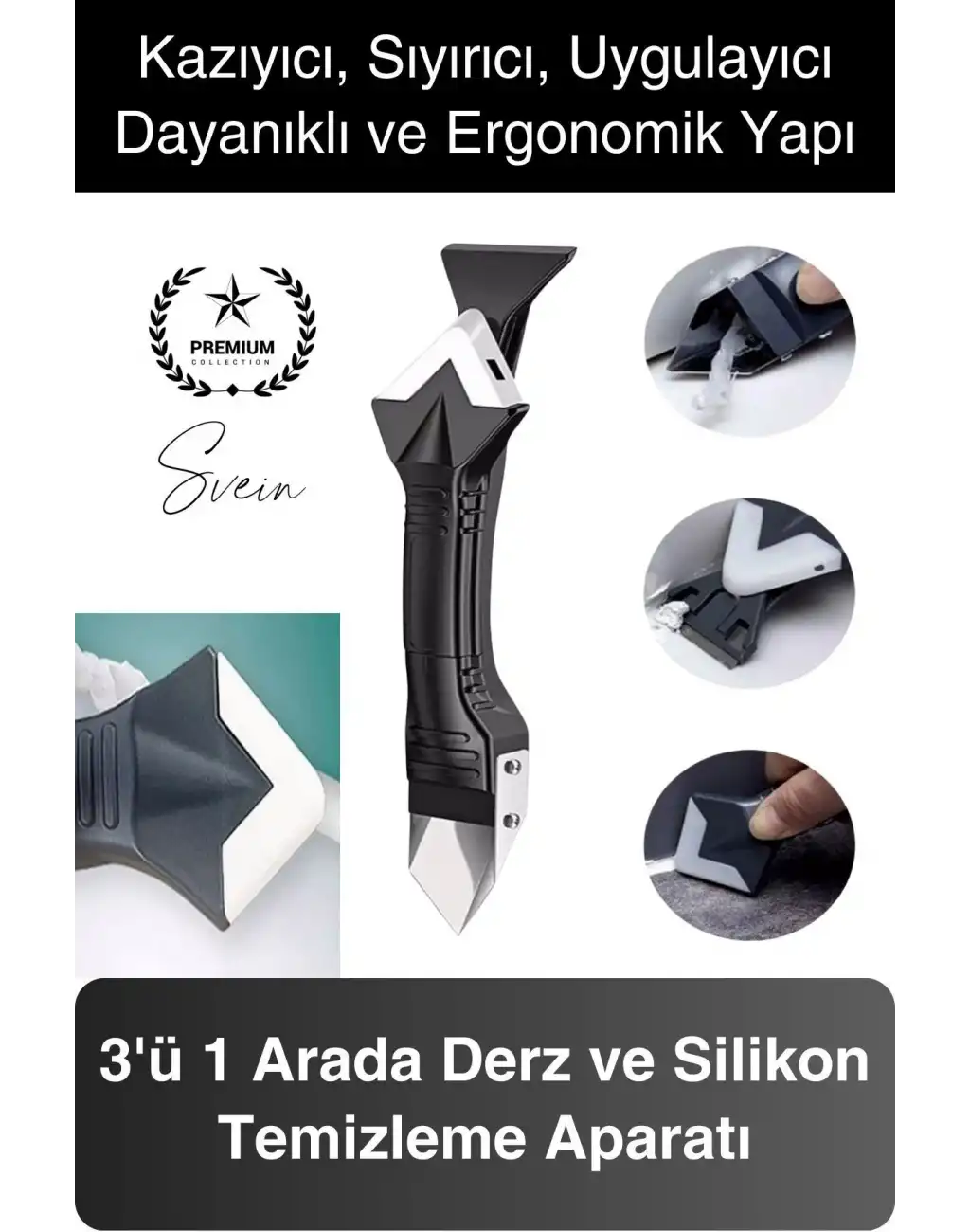 3ü 1 Arada Fayans Derz Dolgu Silikon Kazıyıcı Sıyırıcı Uygulayıcı Aparat Mutfak Banyo Kapı Pencere