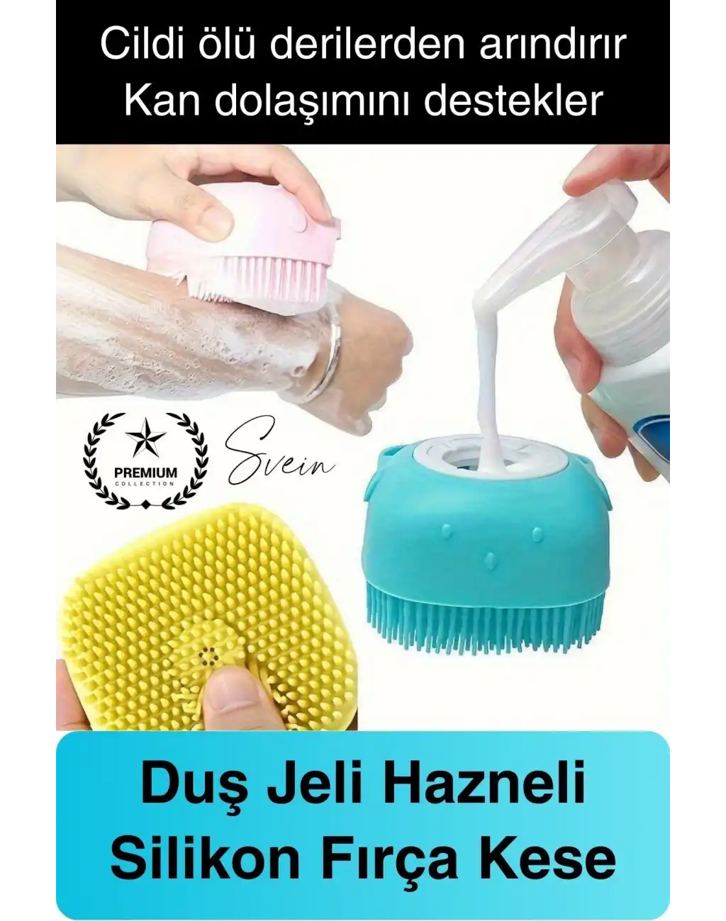 Şampuan Hazneli Silikon Banyo Lifi Duş Fırçası Jel Keseli Vücut Masaj Lif Çok Amaçlı Temizlik