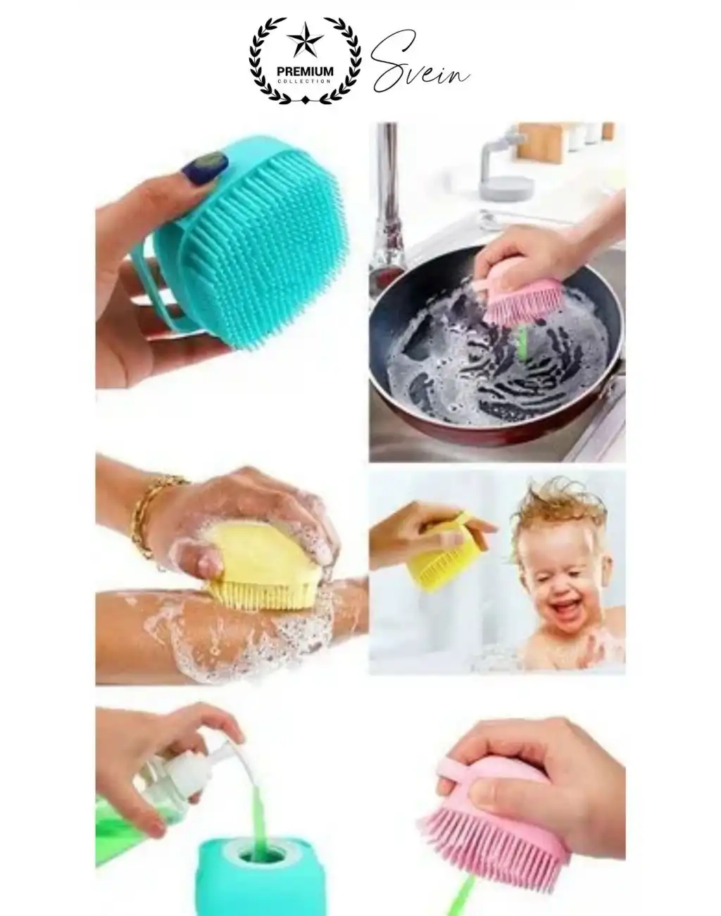 Şampuan Hazneli Silikon Banyo Lifi Duş Fırçası Jel Keseli Vücut Masaj Lif Çok Amaçlı Temizlik