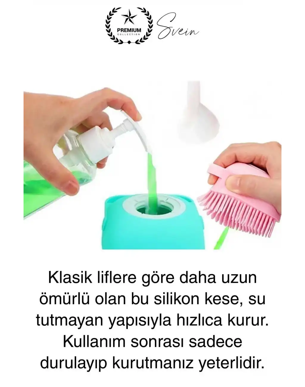 Şampuan Hazneli Silikon Banyo Lifi Duş Fırçası Jel Keseli Vücut Masaj Lif Çok Amaçlı Temizlik