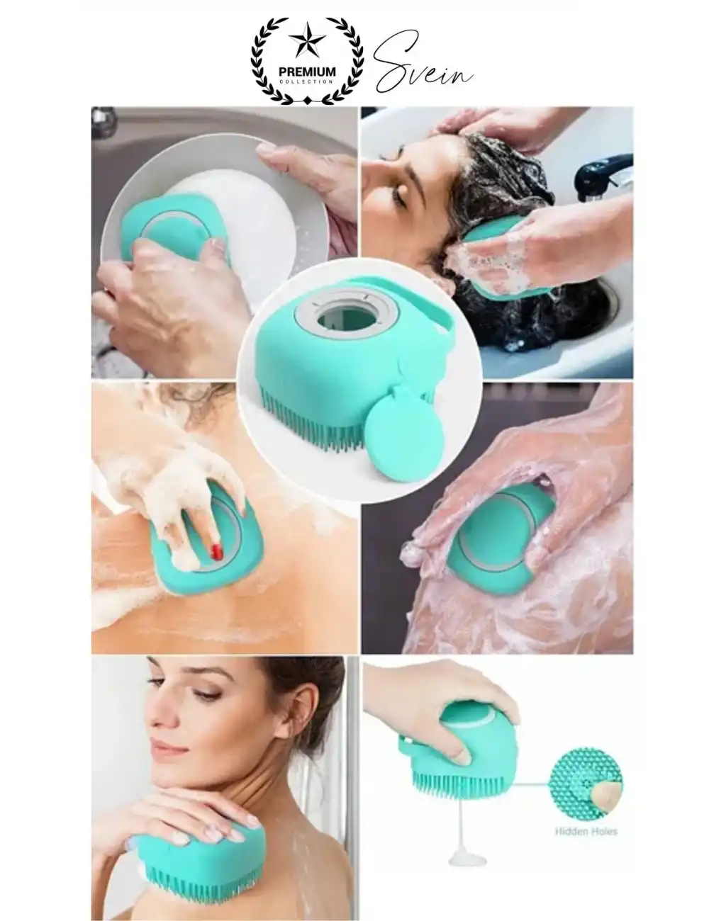 Şampuan Hazneli Silikon Banyo Lifi Duş Fırçası Jel Keseli Vücut Masaj Lif Çok Amaçlı Temizlik