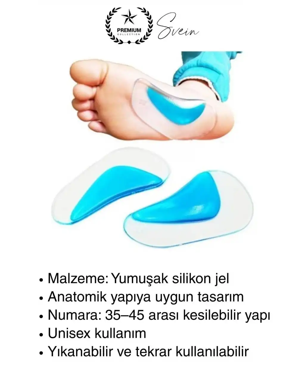 1 Çift Uzun Süreli Kullanım Ark Takviye Düz Taban İçin Boşluk İçe Basma Destekli Anatomik Silikon