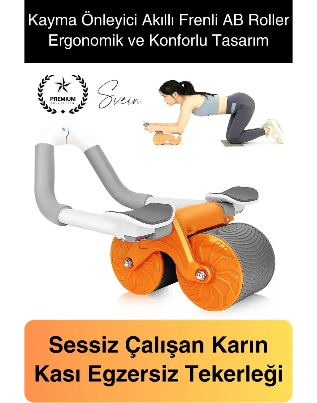 Sessiz Çalışan AB Roller Otomatik Karın Kası Egzersiz Tekeri Geri Tepme Fitness Aleti Ekipmanı