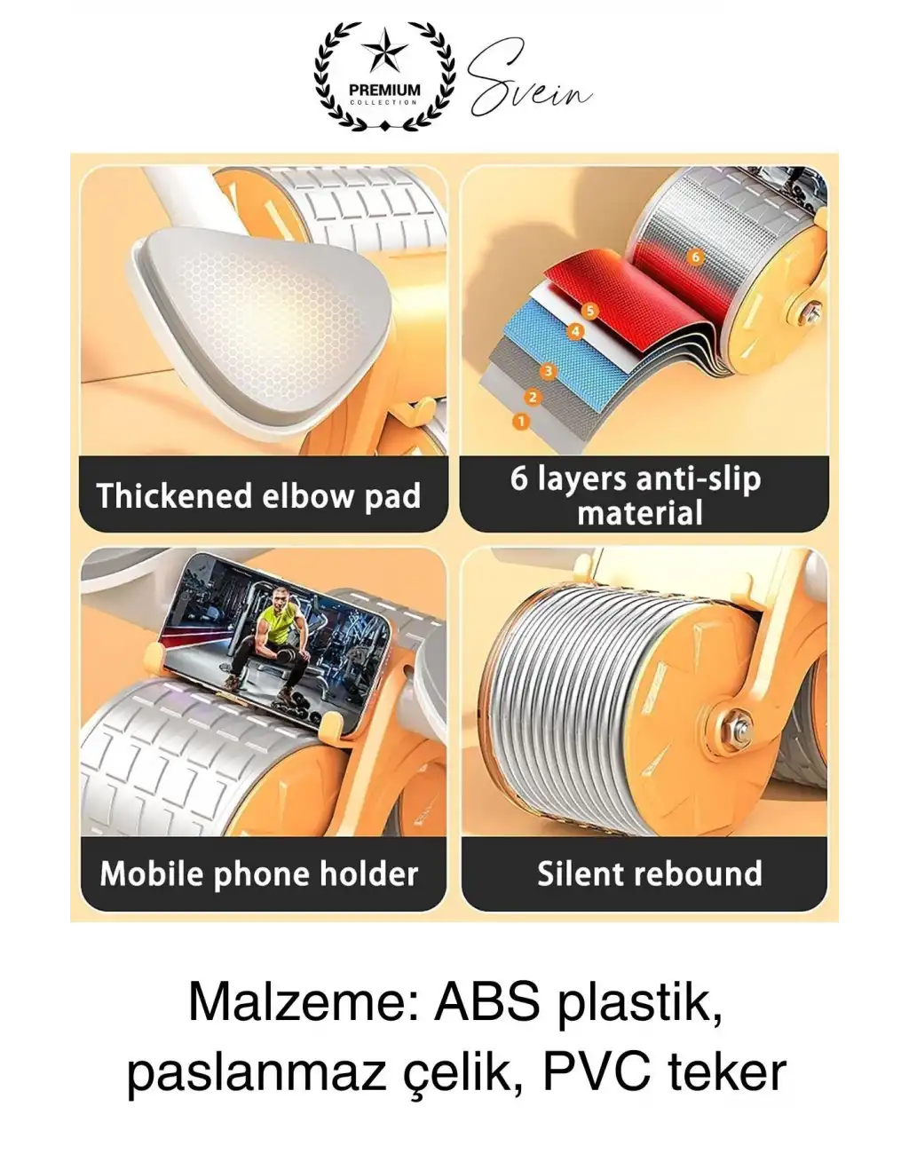 Sessiz Çalışan AB Roller Otomatik Karın Kası Egzersiz Tekeri Geri Tepme Fitness Aleti Ekipmanı